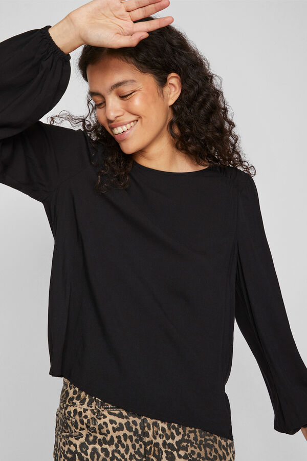 Vila Blusa manga comprida abalonada Preto