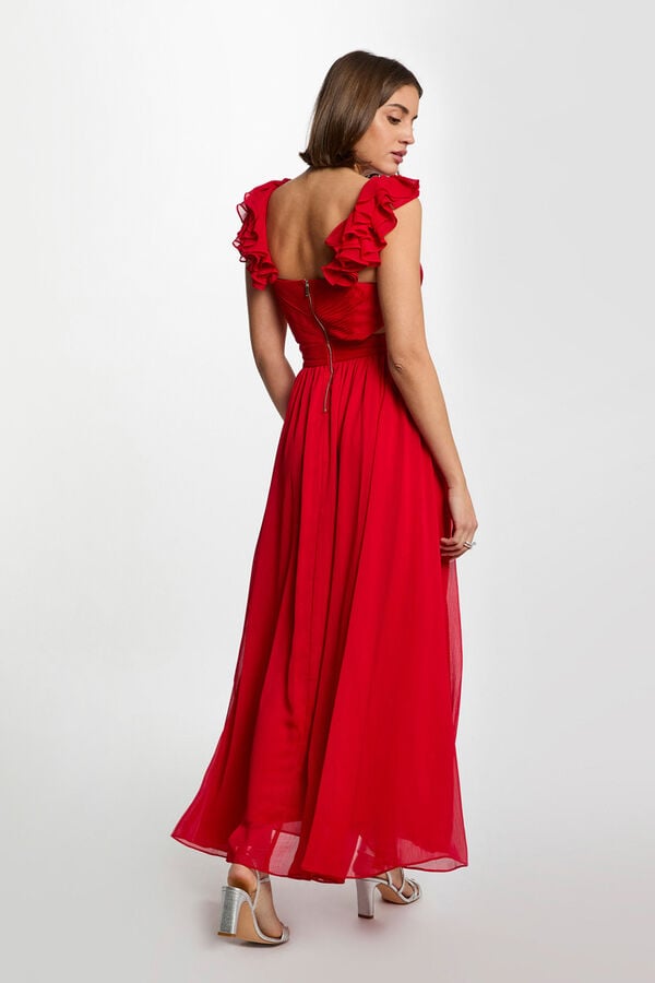 Morgan Vestido comprido reto folgado Vermelho