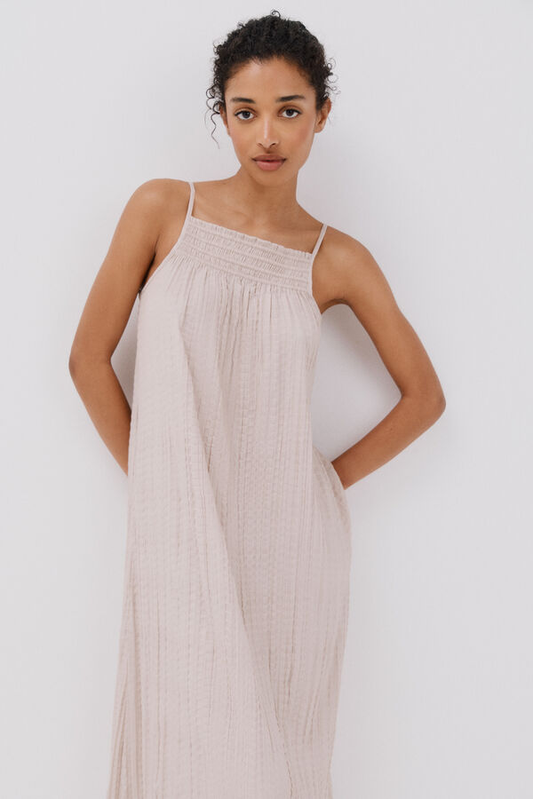 Cortefiel Vestido halter satinado Blanco