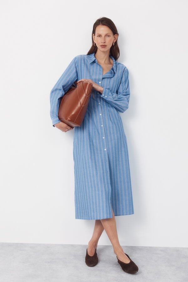 Cortefiel Vestido camisero rayas Estampado azul