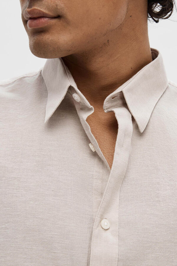 Selected Camisa de lino Slim Fit Beige
