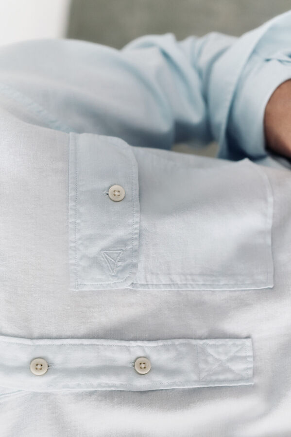 OOTO Polera lisa tejido de lino Azul