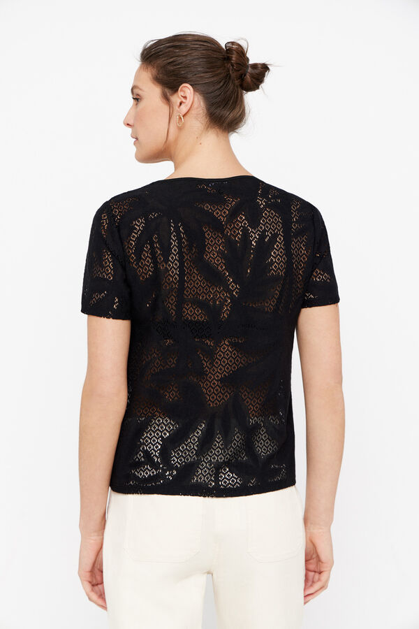 Cortefiel Top renda selv&aacute;tico Preto