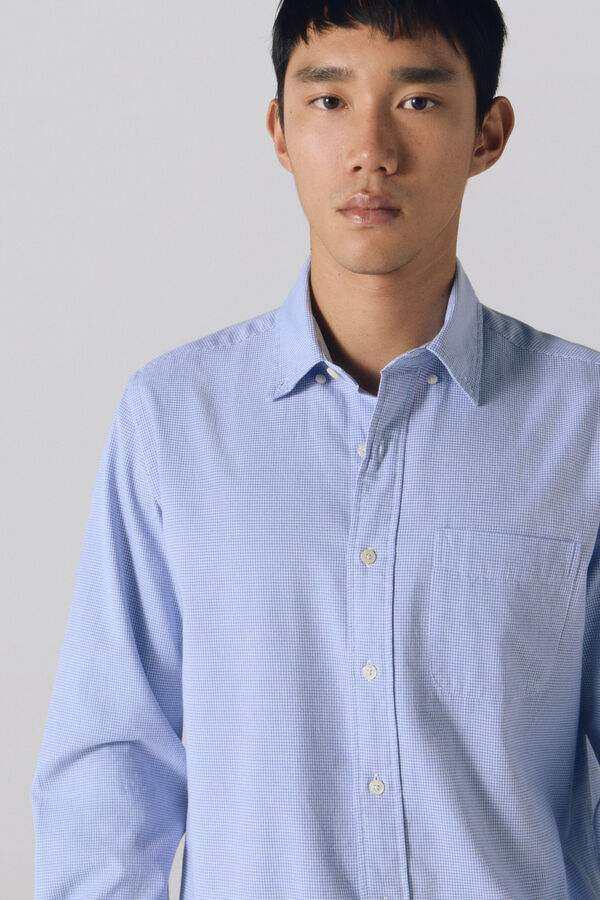 Cortefiel Camisa twill xadrez Azul