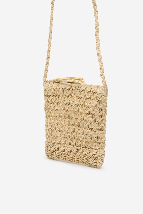 Cortefiel Mala de tiracolo entran&ccedil;ada Castanho