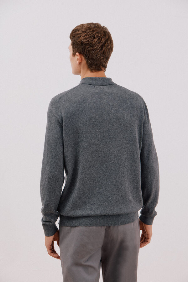 Cortefiel Jersey algod&oacute;n cashmere cuello polo Gris