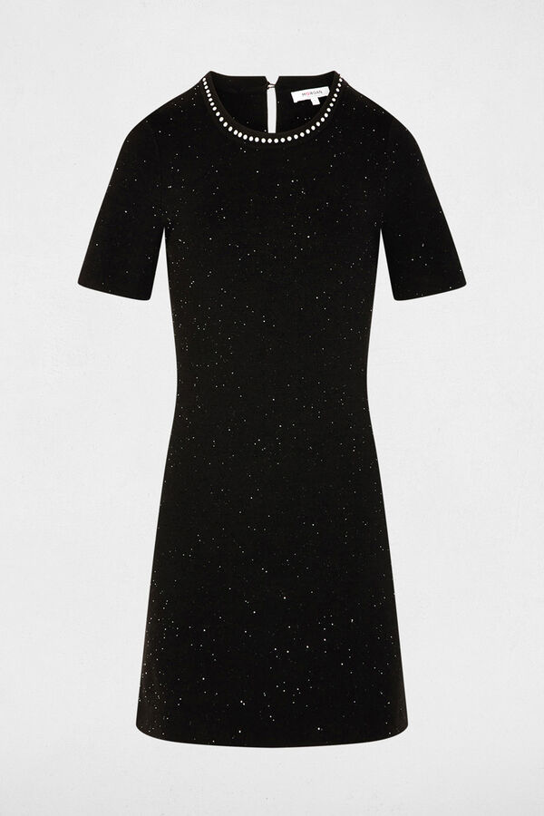 Morgan Vestido punto con strass Negro