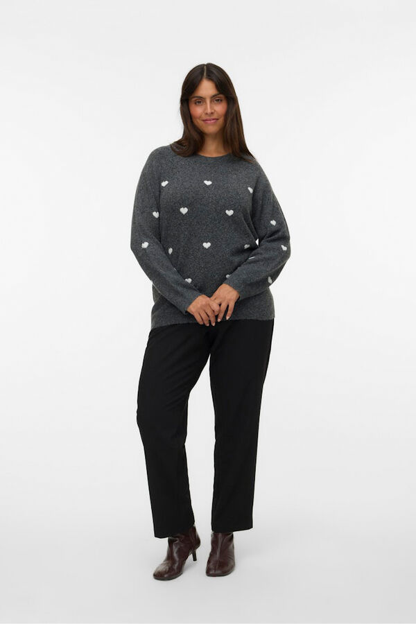 Vero Moda Curve Jersey de cuello redondo talla grande Gris oscuro