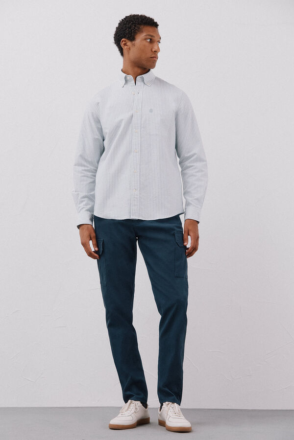 Cortefiel Camisa oxford riscas Verde