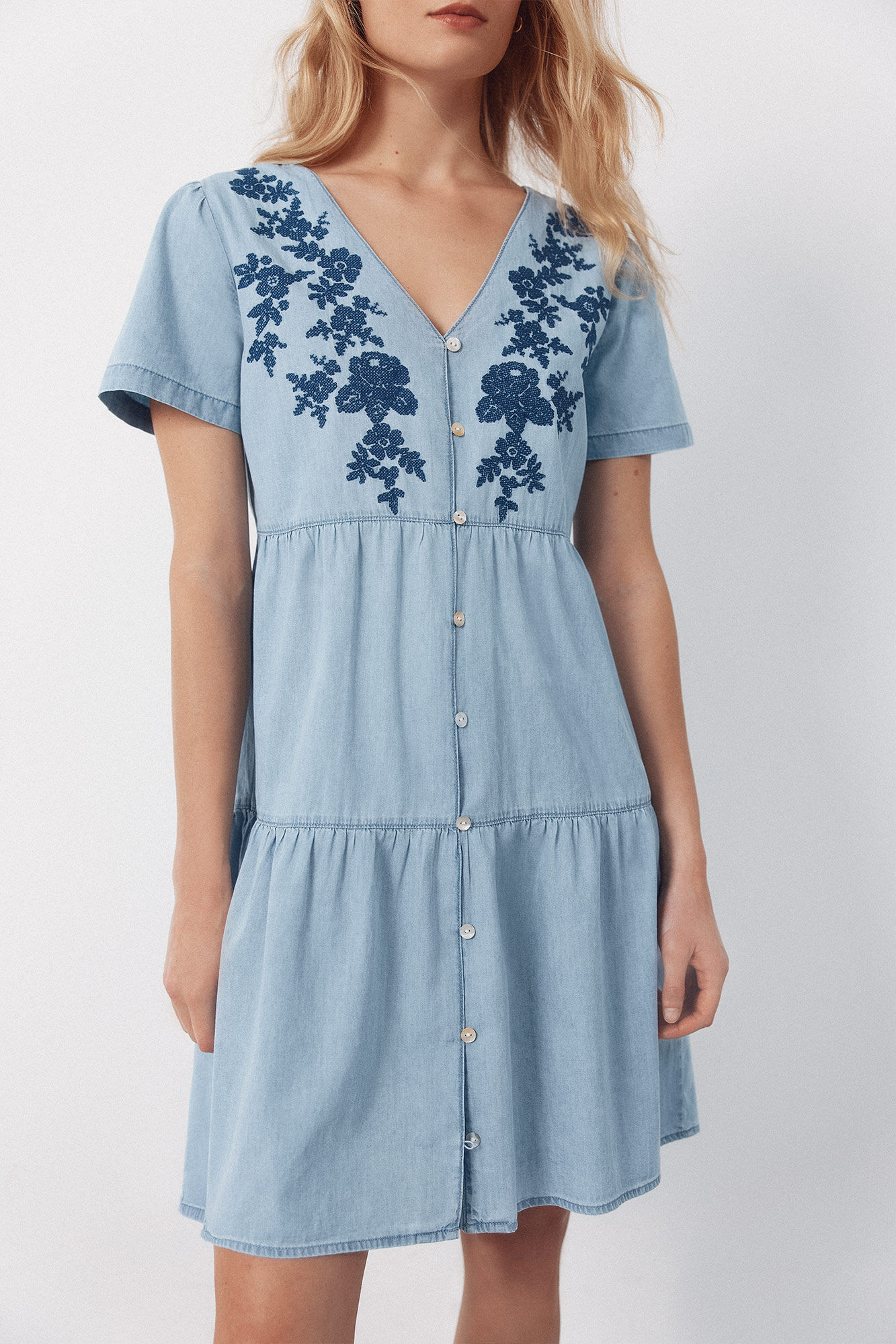 Cortefiel Vestido jeans bordado