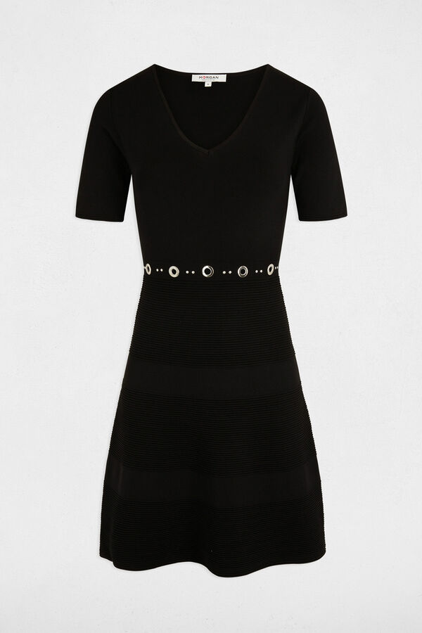 Morgan Vestido malha curto evasé Preto