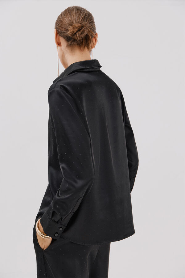 Cortefiel Camisa de cetim brilhante Preto
