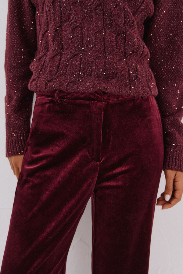 Cortefiel Pantal&oacute;n de terciopelo Granate