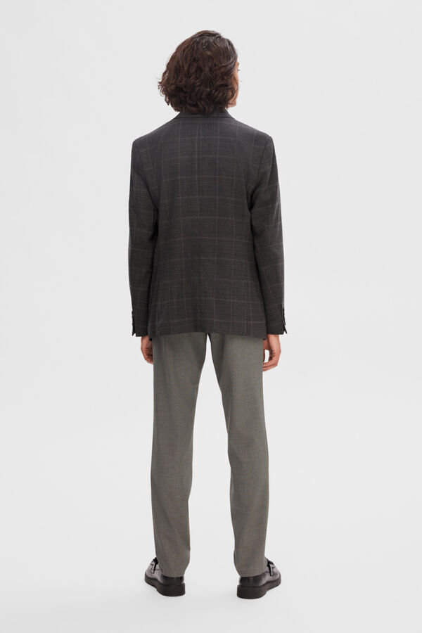 Selected Chaqueta de traje de hombre Slim Fit cuadros Marr&oacute;n