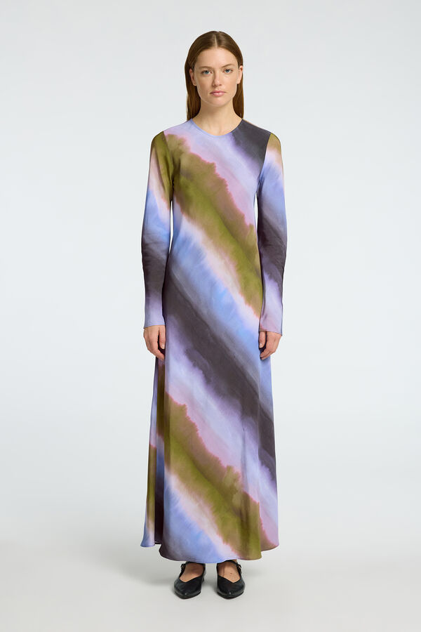 Selected Femme Vestido Midi Tie Dye confeccionado em viscose Azul