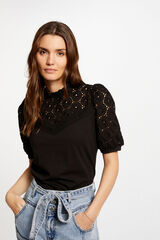 Morgan Camiseta manga corta bordada Negro
