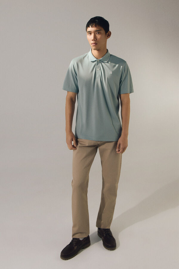 Cortefiel Camisa p&oacute;lo com gola jacquard Coolmax&reg; Azul