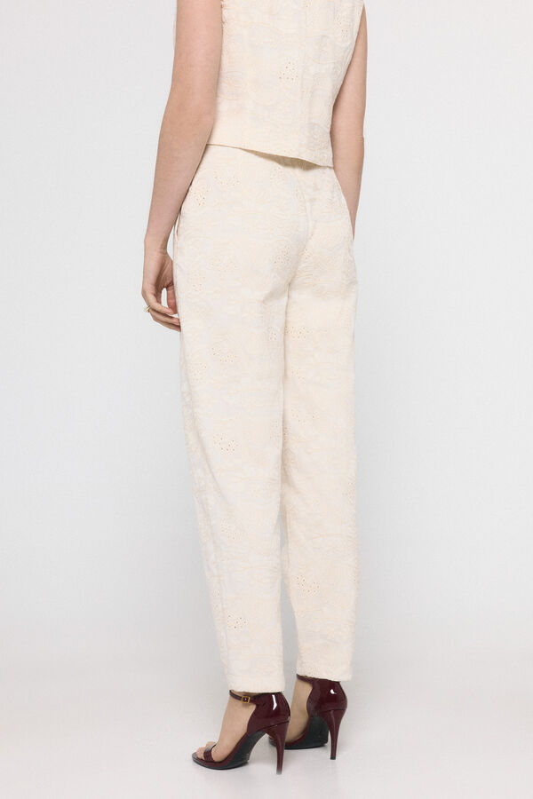 Vero Moda Pantal&oacute;n de tiro alto con bordados Blanco