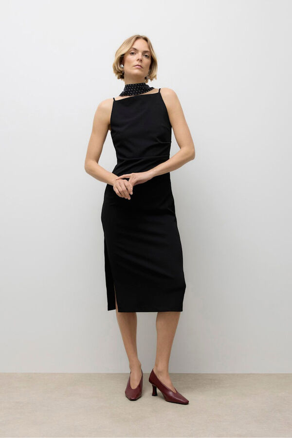 Vero Moda Vestido midi de tirantes Negro