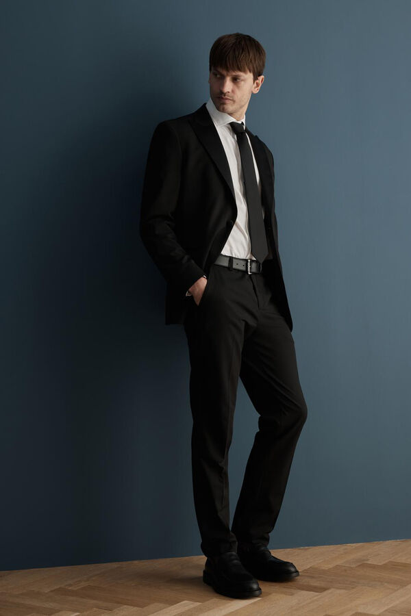 Cortefiel Pantalón de traje slim fit confeccionado con materiales reciclados Negro