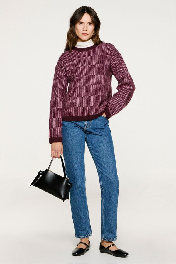 Selected Jersey cuello caja alpaca y lana Morado