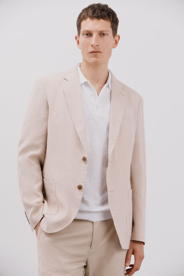 Cortefiel Blazer de linho Tostado