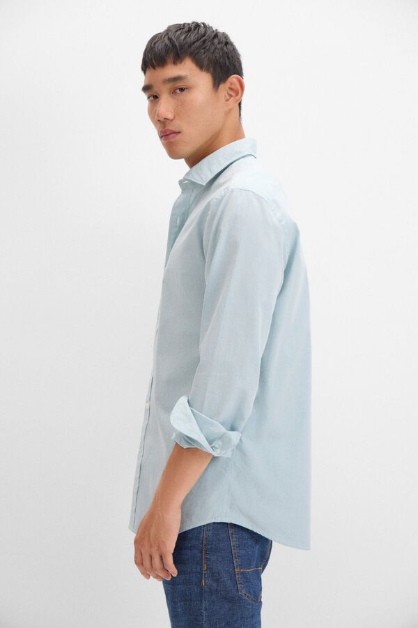 Cortefiel Camisa cuadros popel&iacute;n Kaki