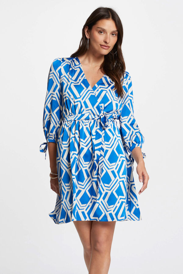 Morgan Vestido curto estampado Azul