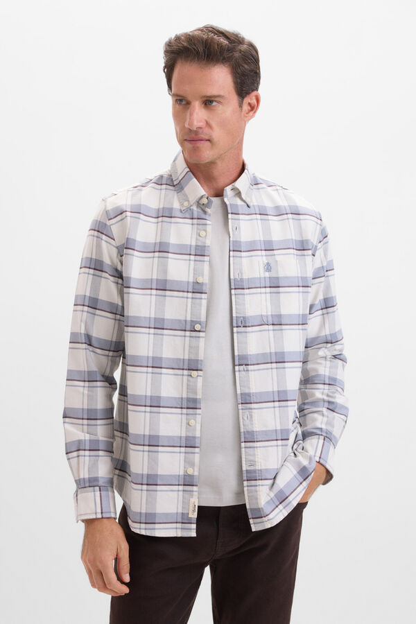 Cortefiel Camisa oxford cuadros Gris