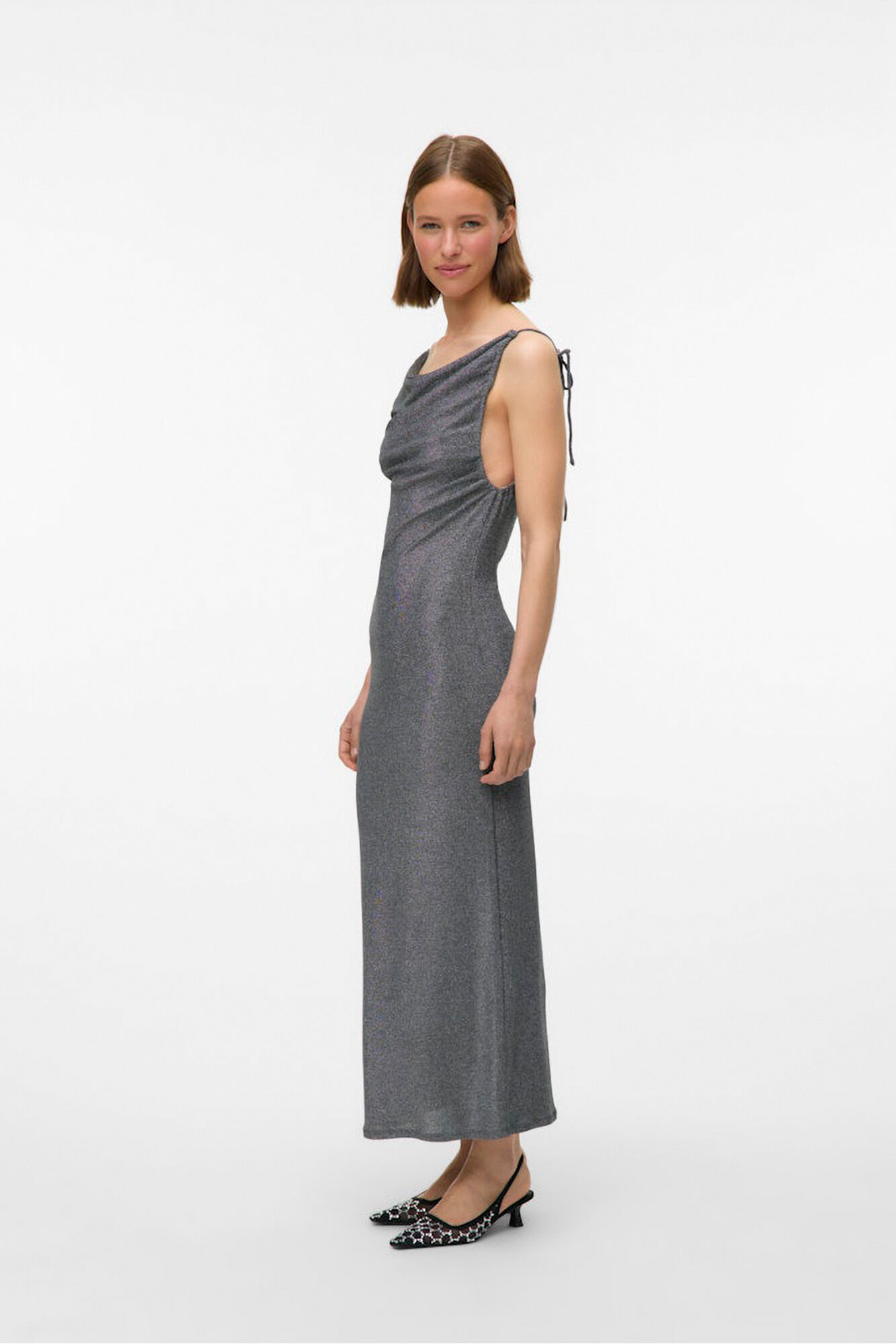 Vero Moda Vestido midi tejido metalizado