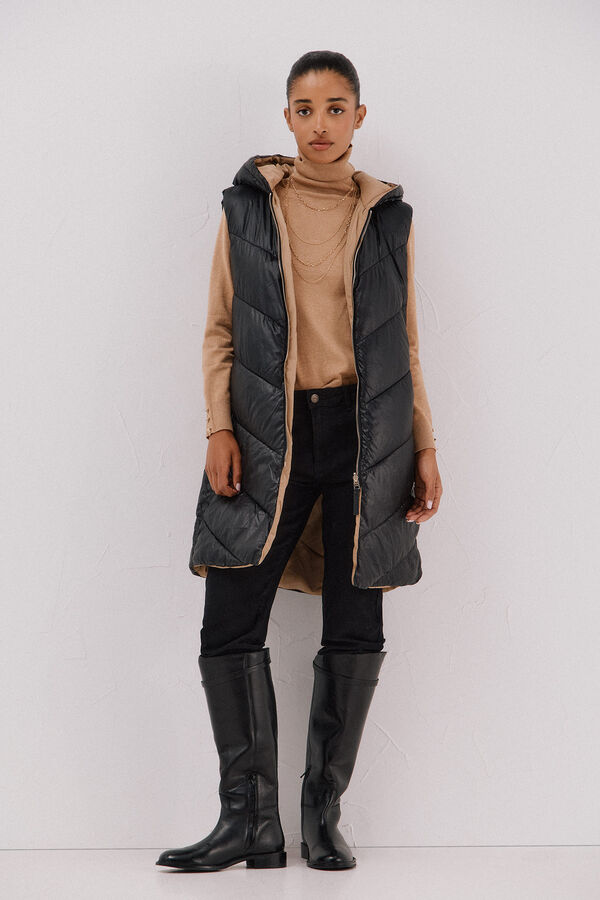 Cortefiel Colete comprido revers&iacute;vel Preto