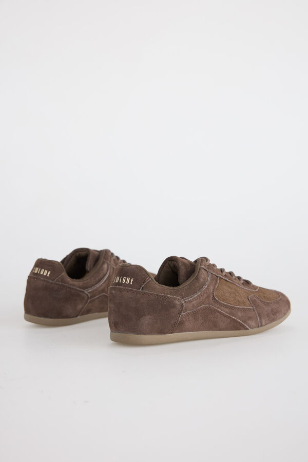 Slowlove Zapatilla serraje y pelo Marr&oacute;n