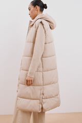 Cortefiel Colete comprido pescoço com capuz Ecru