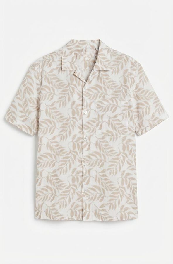Cortefiel Camisa estampada de manga curta Tostado