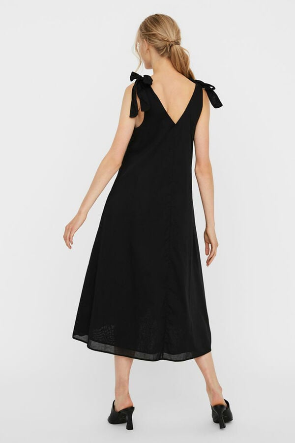Vero Moda Vestido midi fluido algod&oacute;n Negro