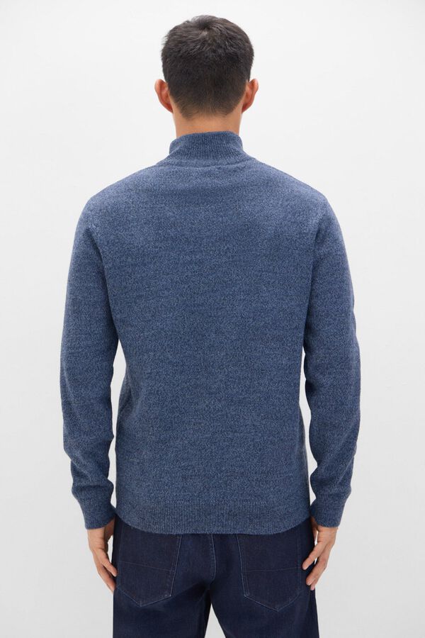 Cortefiel Camisola l&atilde; tor&ccedil;al gola fecho-&eacute;clair Azul