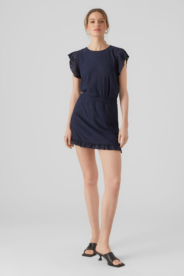 Vero Moda Top vazado com mangas de folhos Azul
