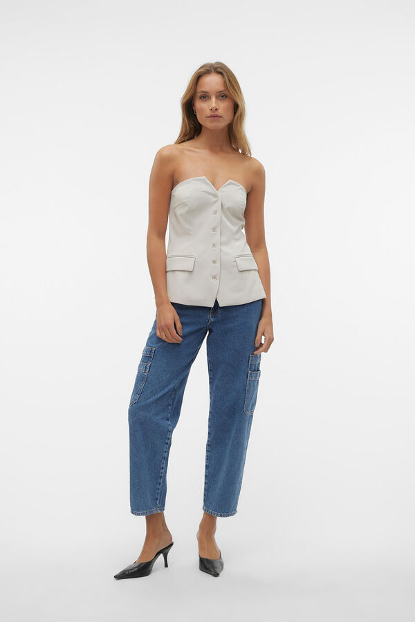 Vero Moda Top con escote coraz&oacute;n abotonado Gris