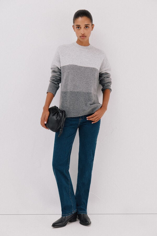 Cortefiel Jersey suave franjas Gris