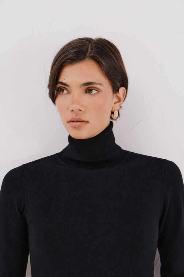 Cortefiel Jersey cuello vuelto Negro