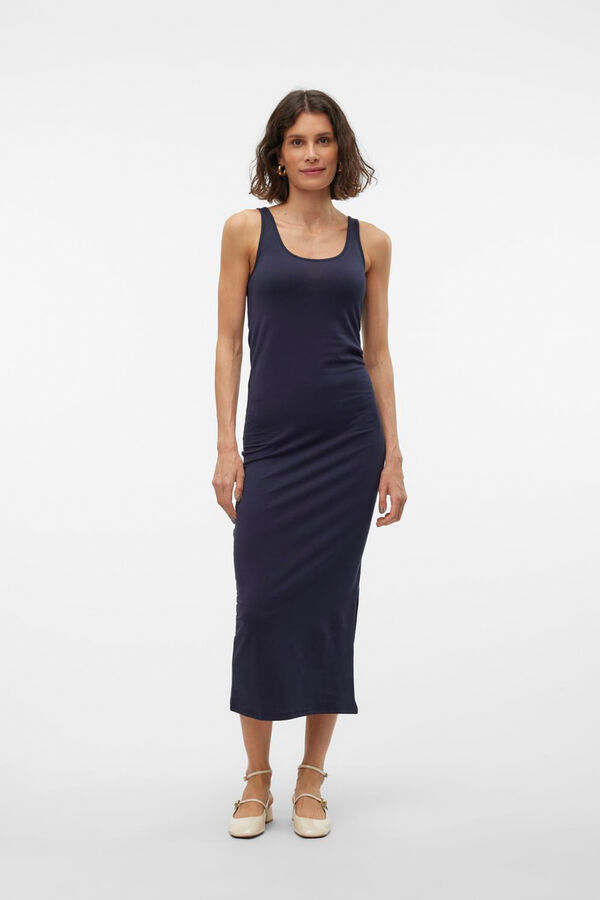 Vero Moda Vestido midi de algod&oacute;n Azul marino