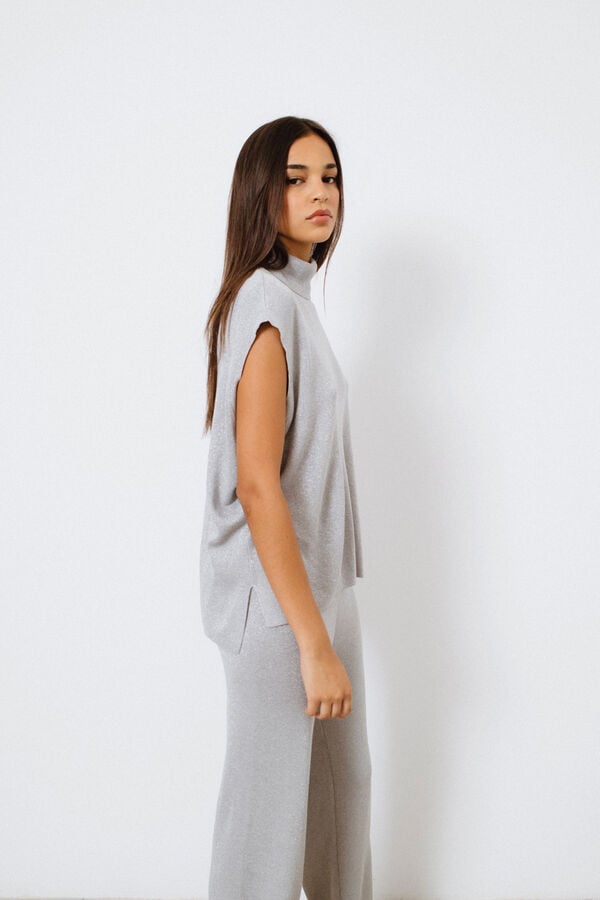 Vila Top de malha com lurex Cinzento