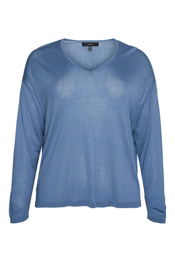 Vero Moda Curve Jersey de manga larga y cuello pico Curve Azul