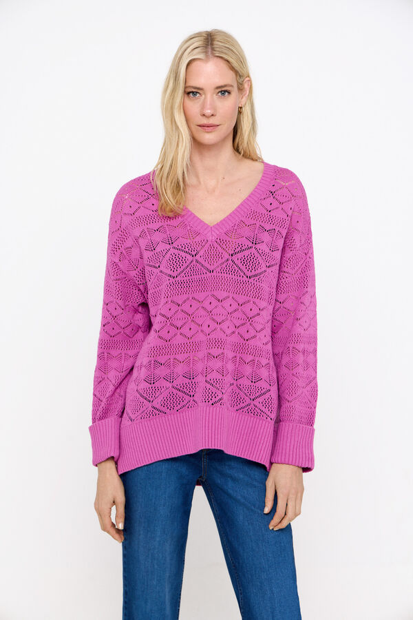 Cortefiel Jersey calado pico Rosa