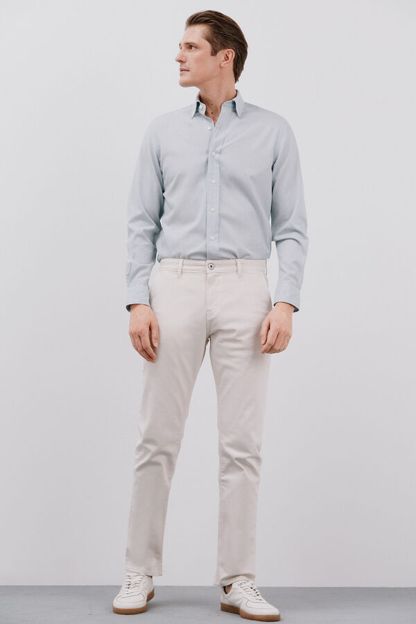 Cortefiel Camisa de algodão Tencel Azul