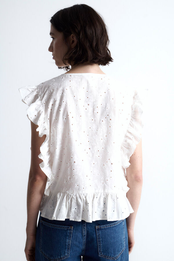 Object Blusa com babados e la&ccedil;os Branco