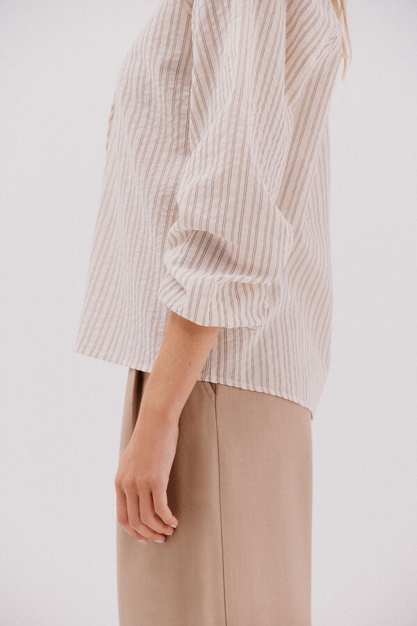 Cortefiel Blusa rayas cordon Marfil