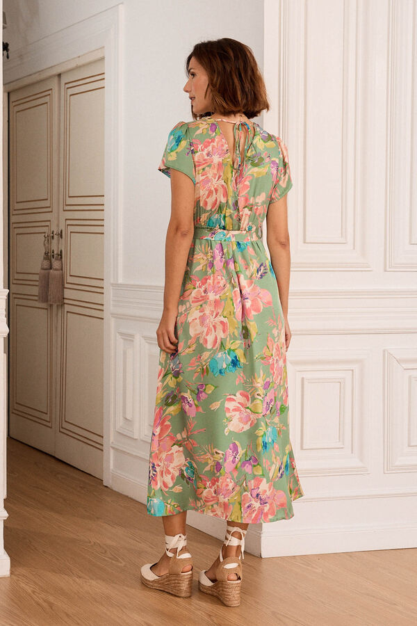 Pol&iacute;n Et Moi Vestido largo con flores Raina Verde