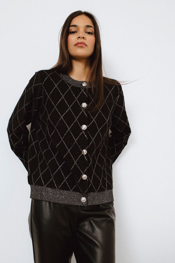 Vila Casaco casaco de malha lurex Preto