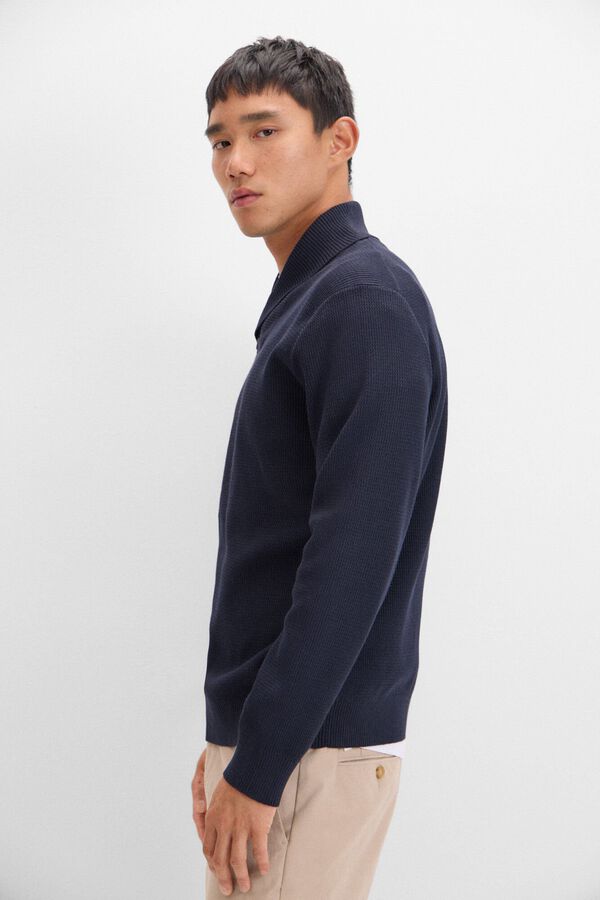 Cortefiel Jersey algod&oacute;n estructura cuello abierto Azul marino